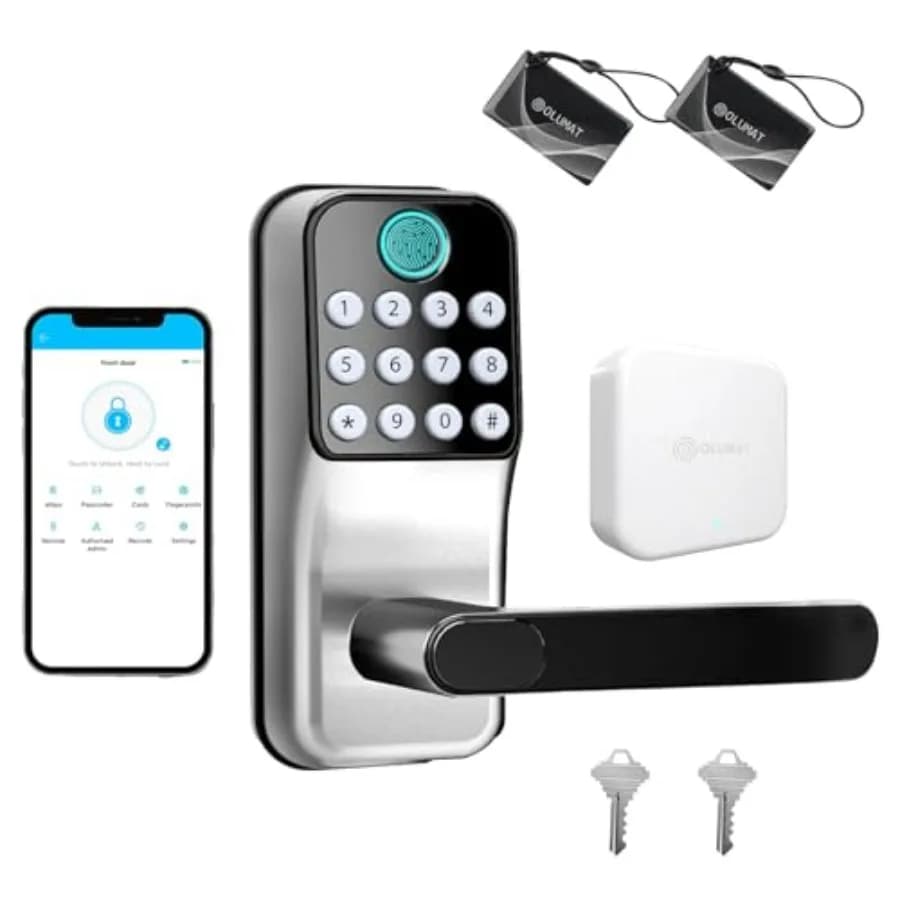 Serratura Intelligente con Maniglia: Serratura per Porta Senza Chiave con Gateway - Serratura Intelligente con Tastiera WiFi - Serratura Digitale con Controllo Remoto
