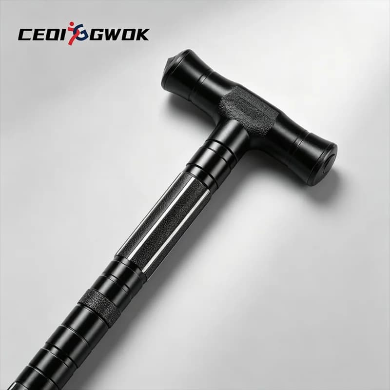 CEOI GWOK Sturdy Trekking Pole Ergonomic T Handle Adjustable Length Multifunction Walking Stick for Travel Walking Sticks