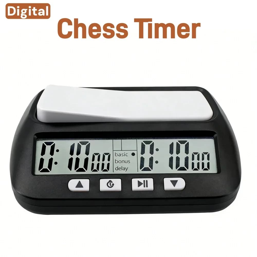 Orologio da scacchi digitale professionale con funzioni bonus, ritardo, tempo positivo - Timer da gioco Tournament Go con display LCD