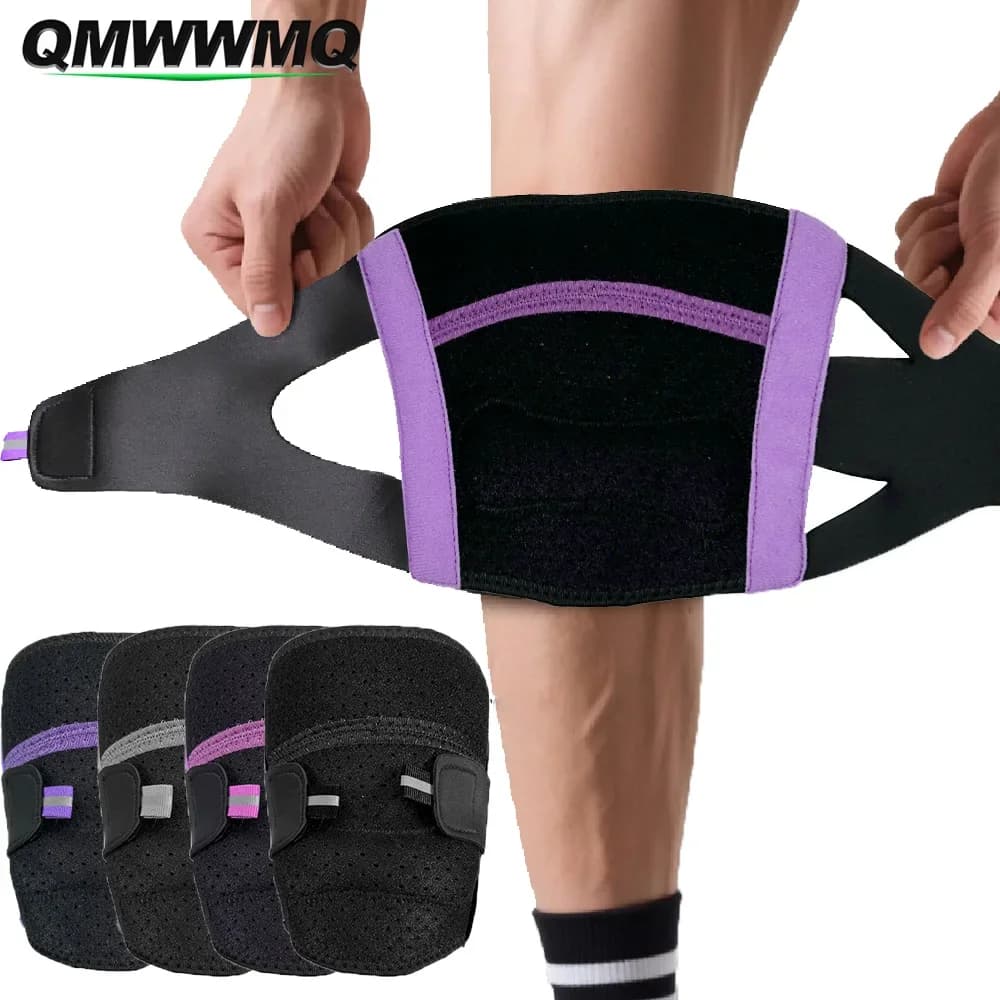 1 Pezzo Ginocchiera Antiscivolo per Menisco, Supporto Elastico per Rotula con Striscia di Supporto a Molla, Protezione Ginocchio Regolabile per Salto con Corda