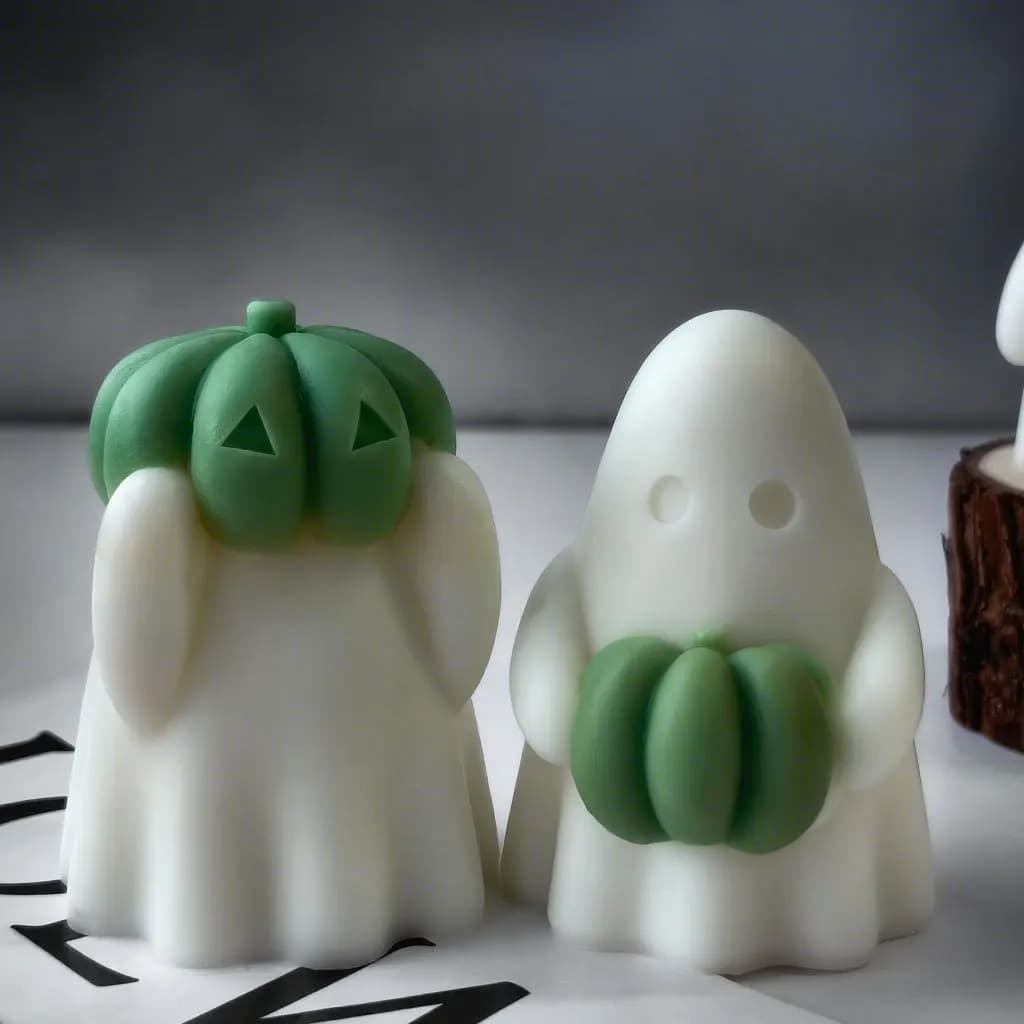 DIY Ghost Pumpkin Halloween Candle Mold Handmade Aroma Plaster Resin Silicone Molds Halloween Decoration Candles Making Supplies