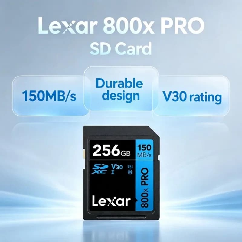 Lexar SD Card 800x Pro Read 150MB/s SDXC Flash Card 64GB 128GB 256GB Storage Card V30 UHS-I SDHC 128GB Memory Card for Camera