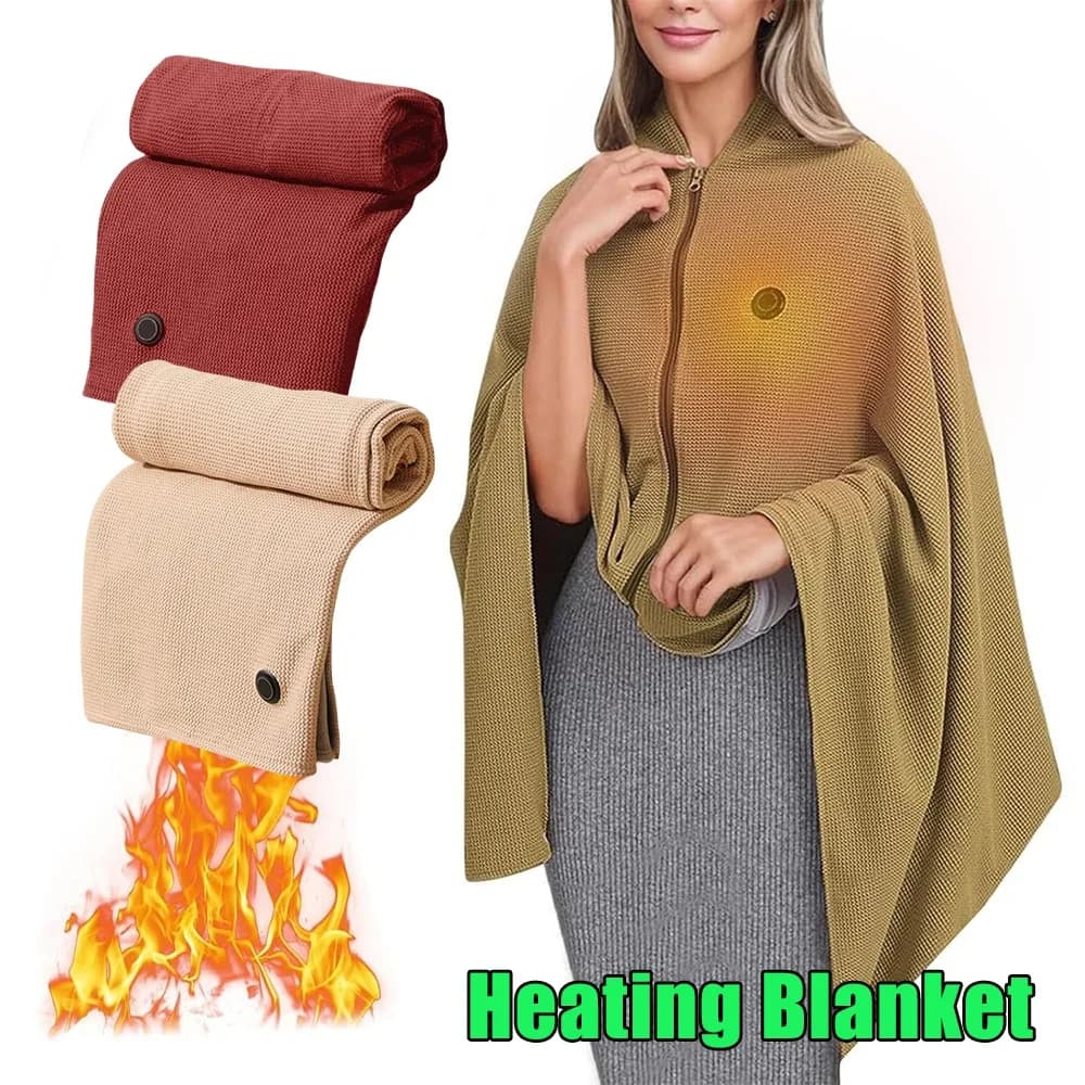 Coperta elettrica in grafene Mantello riscaldato indossabile alimentato tramite USB Morbido scialle caldo Lancio per pisolino in ufficio Uso domestico Riscaldamento sicuro a bassa tensione