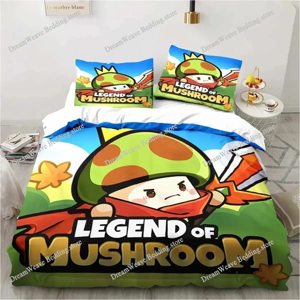 Set Copripiumino 3D con Stampa Anime e Motivo Fungo, Regalo per la Casa, Misure Twin, Queen, King, Romantico e Confortevole 963