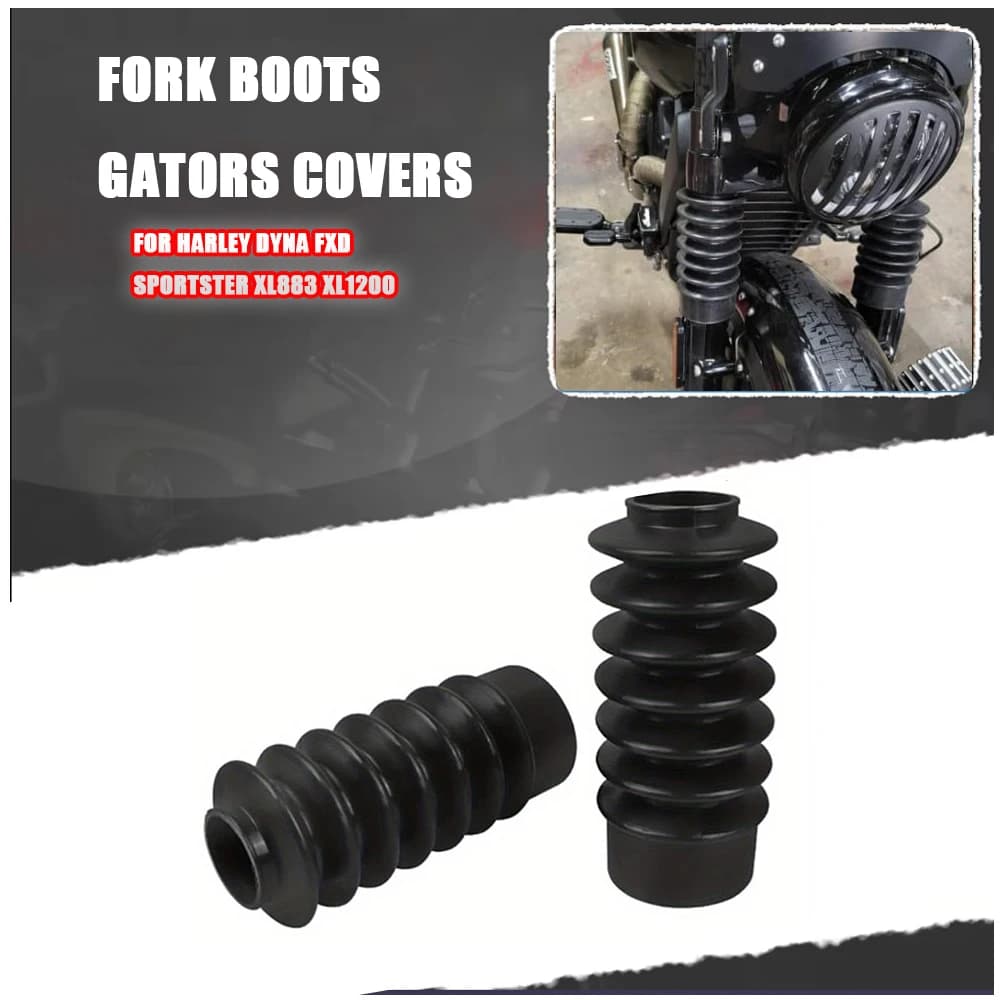 39mm For Harley Dyna FXD Sportster XL883 XL1200 Motorcycle Accessories Rubber Front Long Fork Boots Gators Covers Protection