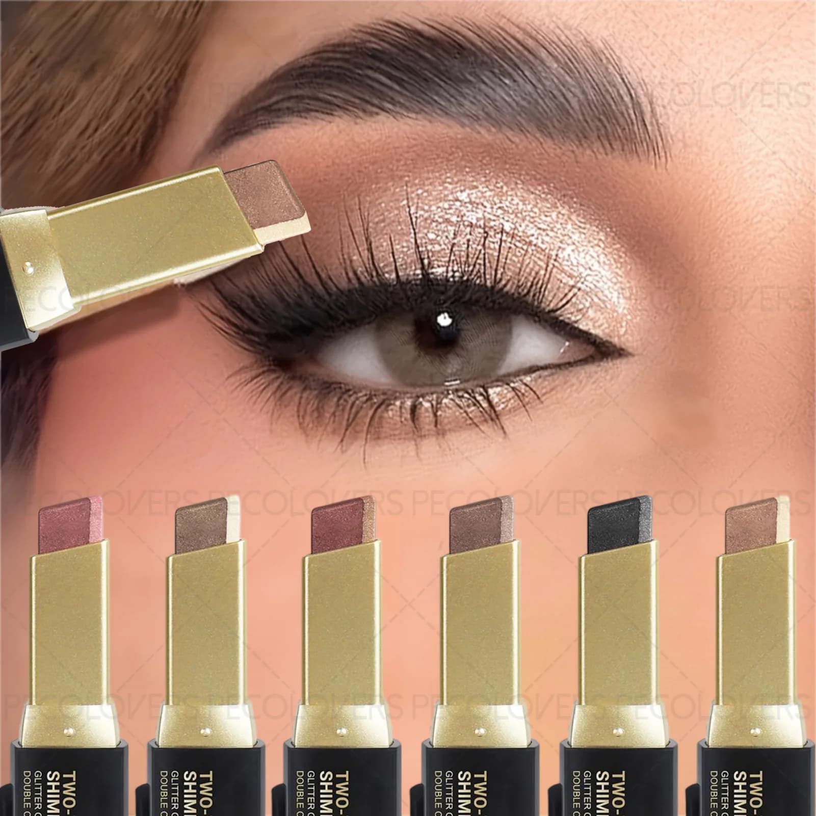 1 PECOLOVERS Aurora Shimmer stick to 2 tones with sparkling glitter - Long life, waterproof, without formaldehyde