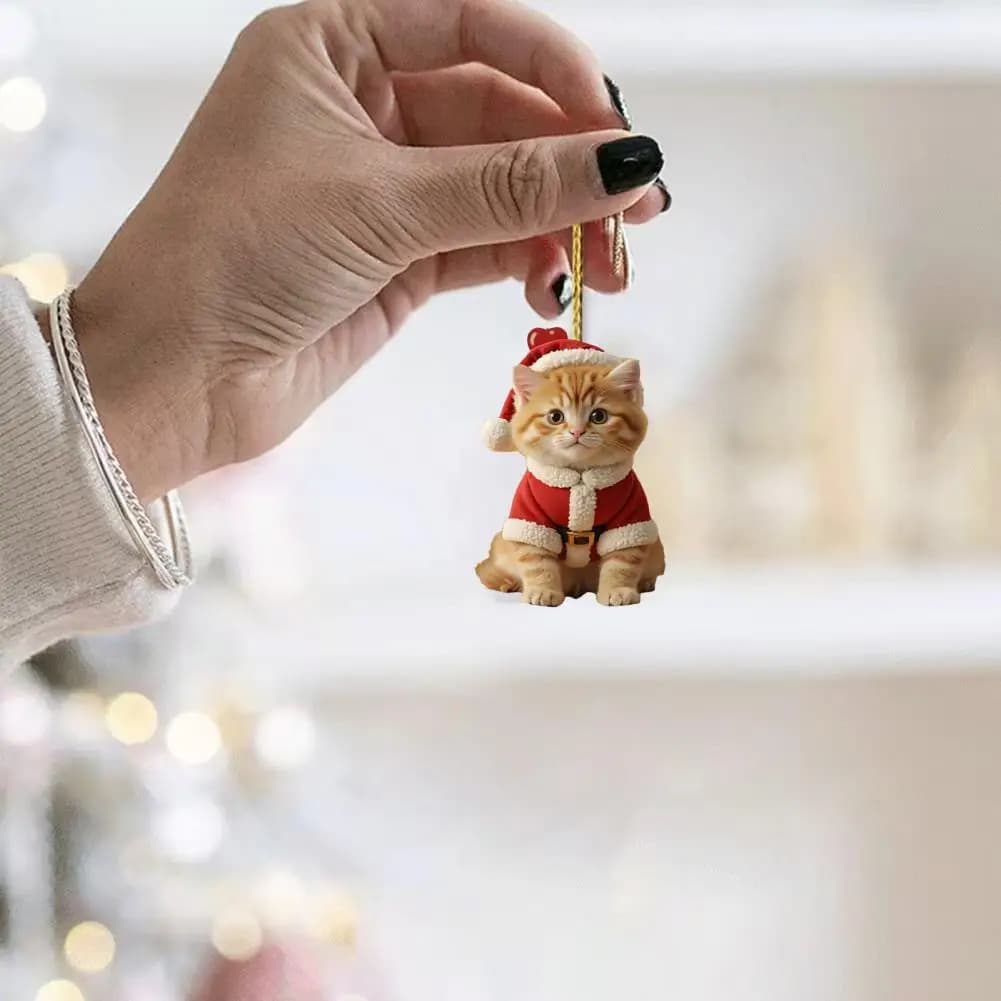 Simpatico gattino ornamento decorazione dell'albero del gattino gatto del fumetto set di ornamenti per l'albero di Natale per la decorazione della parete automatica carino auto acrilica