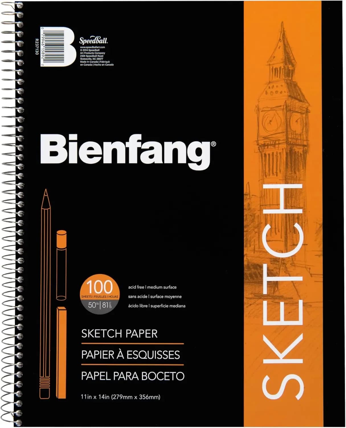 11x14 Sketch Pad, 100 Sheets 90gsm Art Paper, Spiral Bound Drawing Notebook