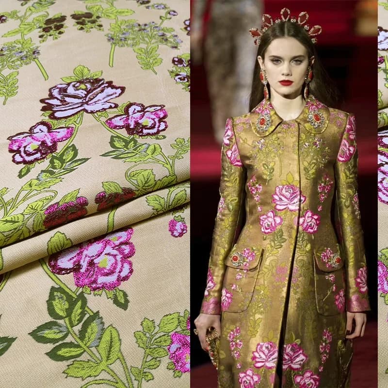 Jacquard Brocade Fabric Metal Wire Windbreaker Suit Fabrics European Fashion Clothing for Diy Sewing Cloth By Meter Material
