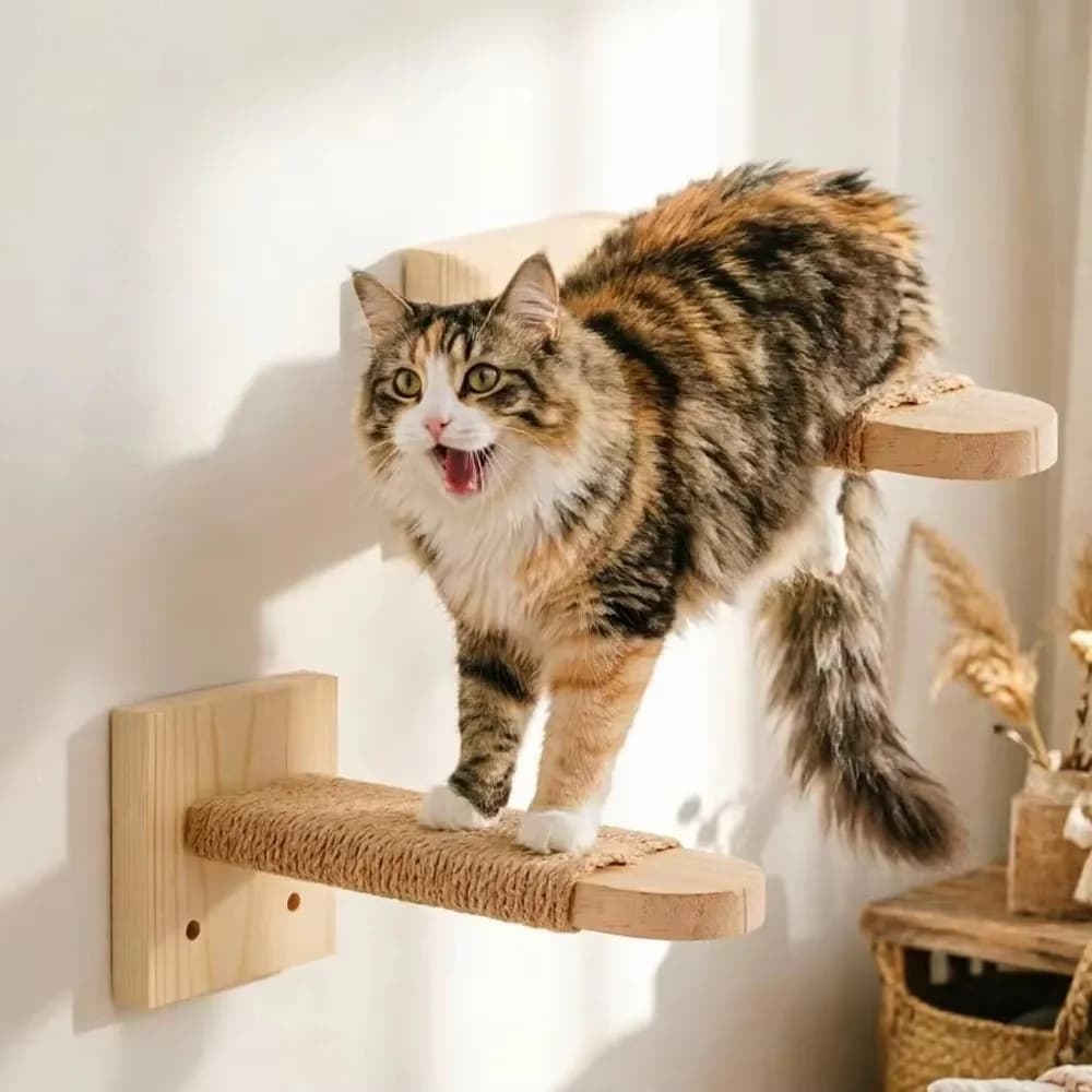 1 pz/4 pz Mensole in legno per gatti, scale per animali domestici, mensole a parete per gatti, copertura in sisal, arredo per gatti, decorazioni per la casa