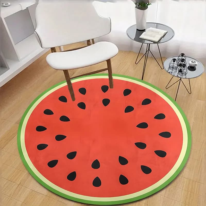 1 tappeto rotondo anguria, tessuto in poliestere, lavabile in lavatrice, adatto per camera da letto, soggiorno, decorazione dell'ufficio