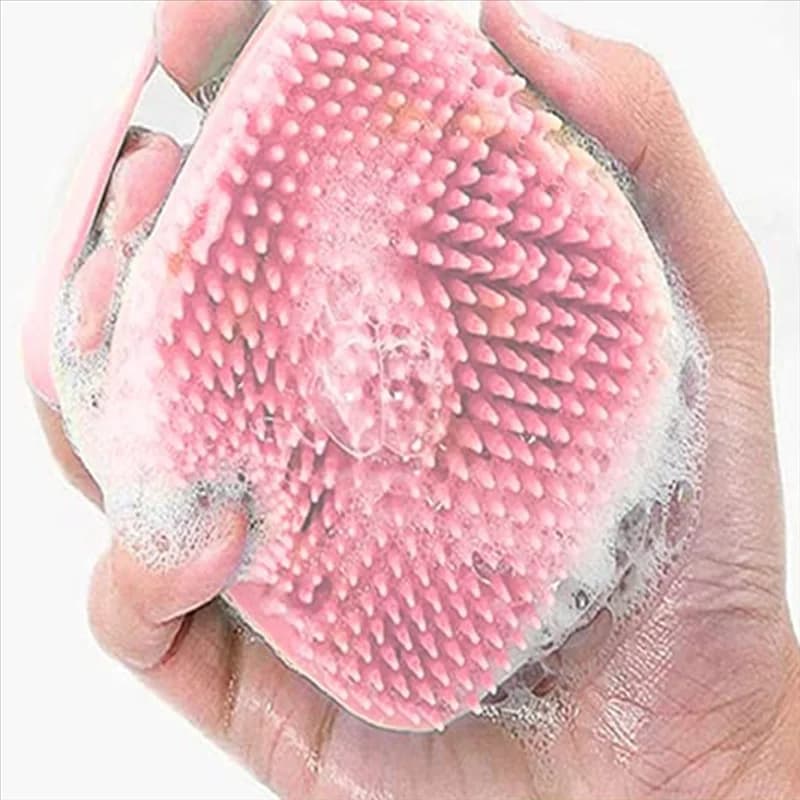 ABVS Spazzola per massaggio da bagno per toelettatura animali domestici con dispenser di sapone e shampoo morbido per cani a pelo lungo e corto, doccia per gatti (2 pezzi + rosa)