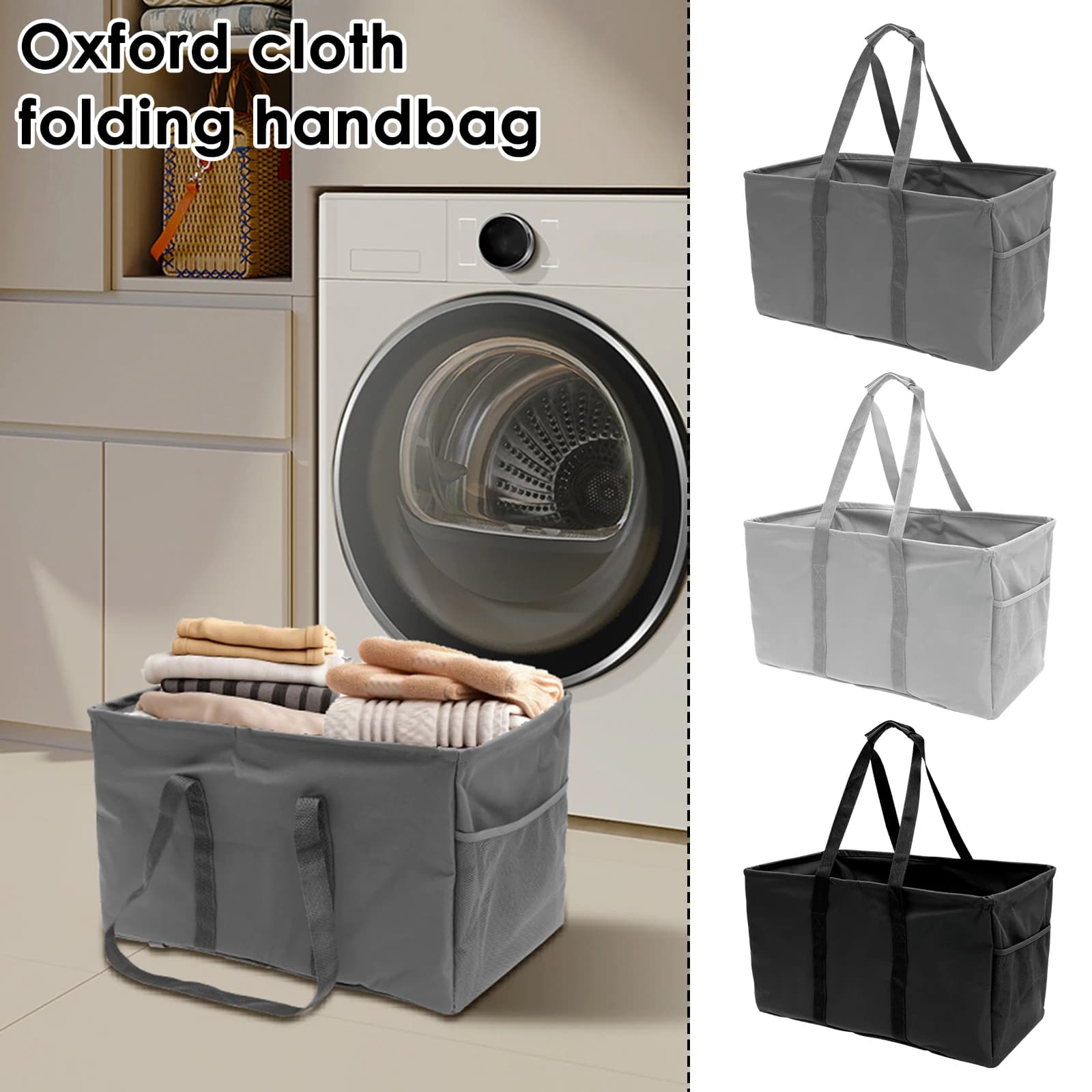Large 50L Folding Bag, Reusable Dish Board, Bag for Expense, Tote Bag in Oxford Fabric, Handbag