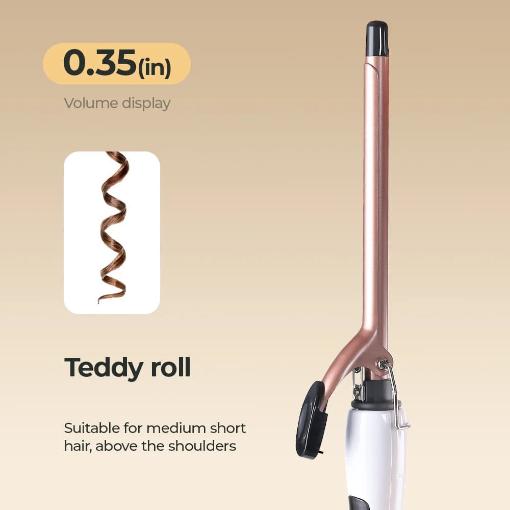0.35 inch ceramic curling iron, controlled temperature curling iron, rapid heating