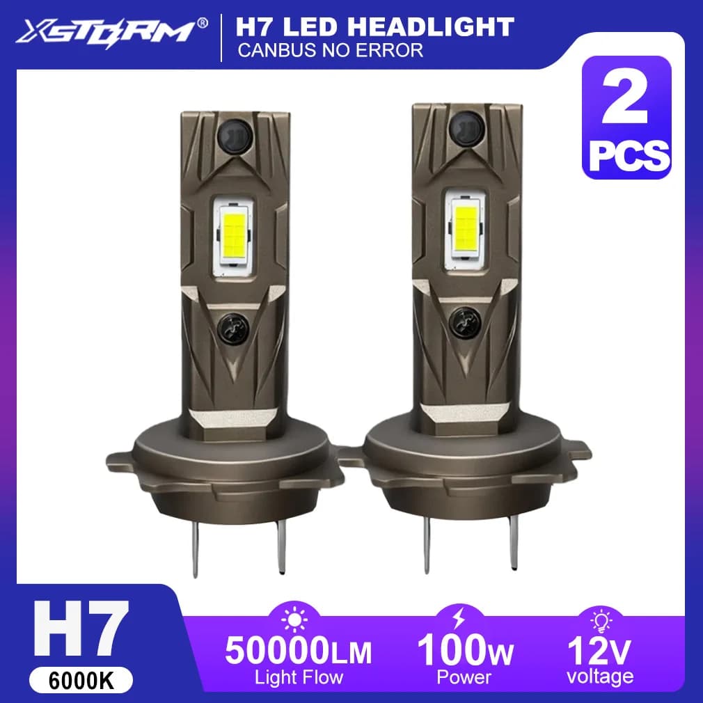 XSTORM H7 H1 Lampadine LED per Fari Auto, Luci Fendinebbia 60000LM 100W CSP H7 LED Canbus, Lampade a Diodi Auto 12V 24V 6000K Plug&Play