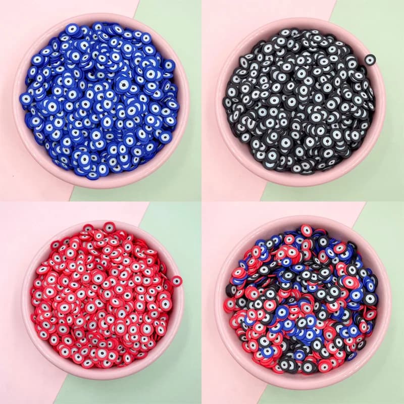 50g nero rosso occhi azzurri fette di polimero argilla spruzza per artigianato fare decorazione di Halloween accessori di riempimento di melma fai da te 5mm