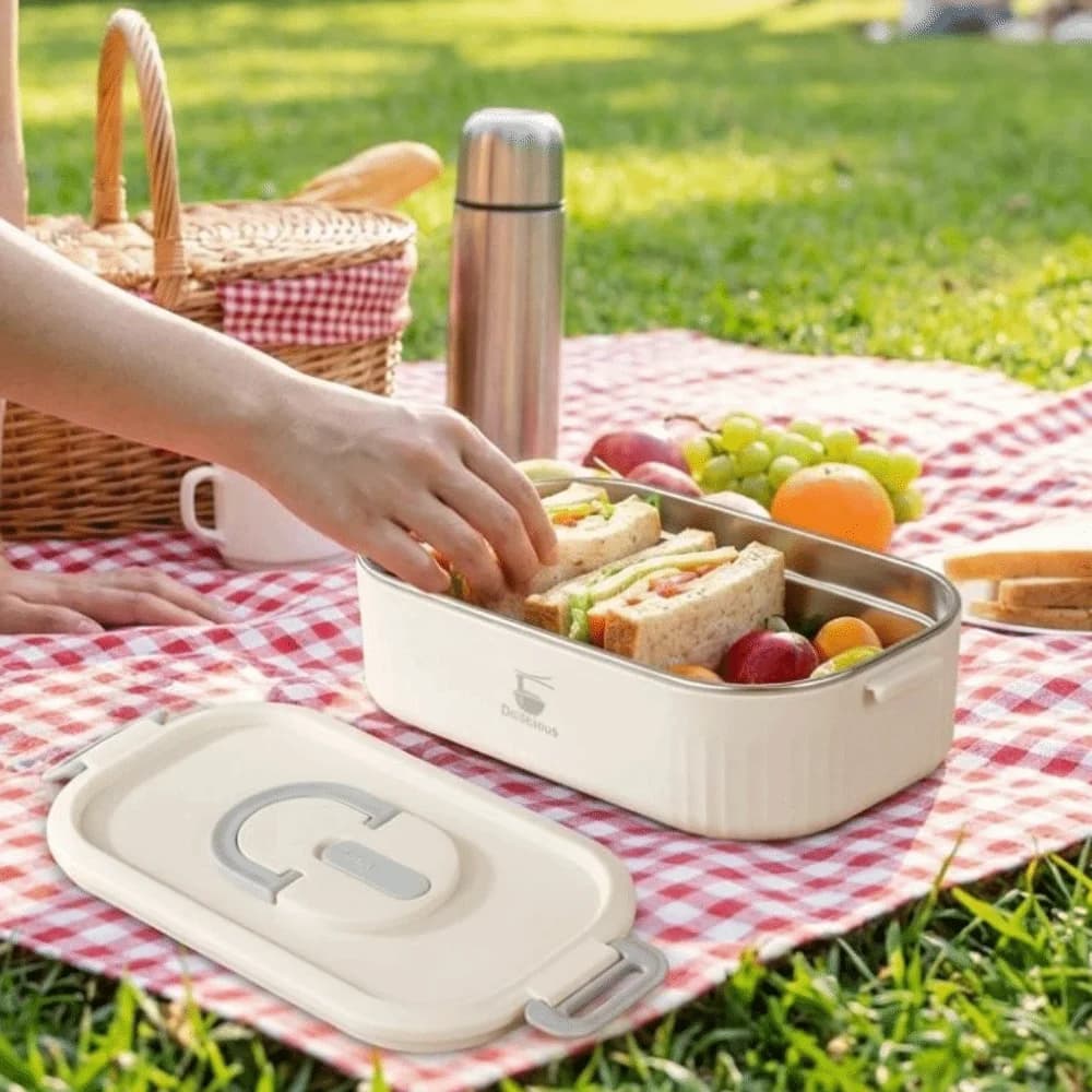 Leak Proof 304 Stainless Steel Lunch Box Airtight Lid Stackable Food Container Microwave Safe Meal Prep Container For Student