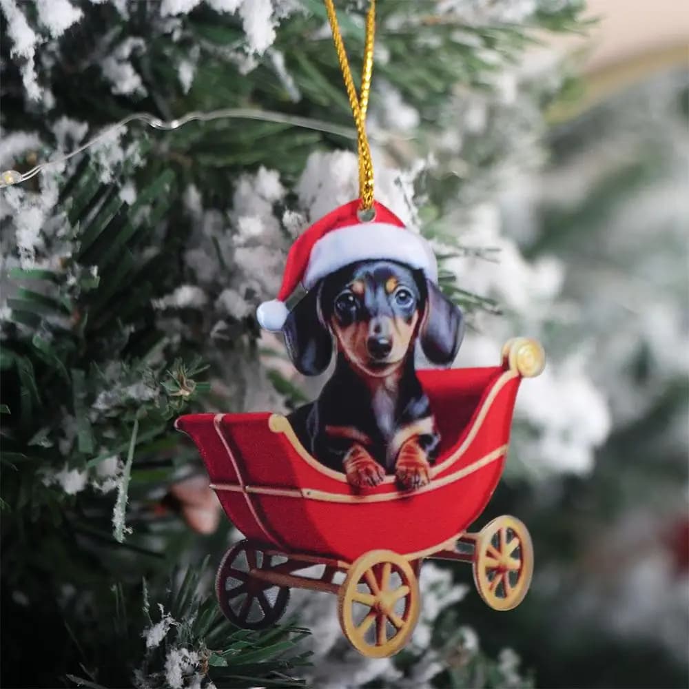 Ciondolo animale appeso per cani di Natale piatto 2D Simpatico gatto Decorazione per albero di Natale Ornamenti pendenti per cani da moto in acrilico