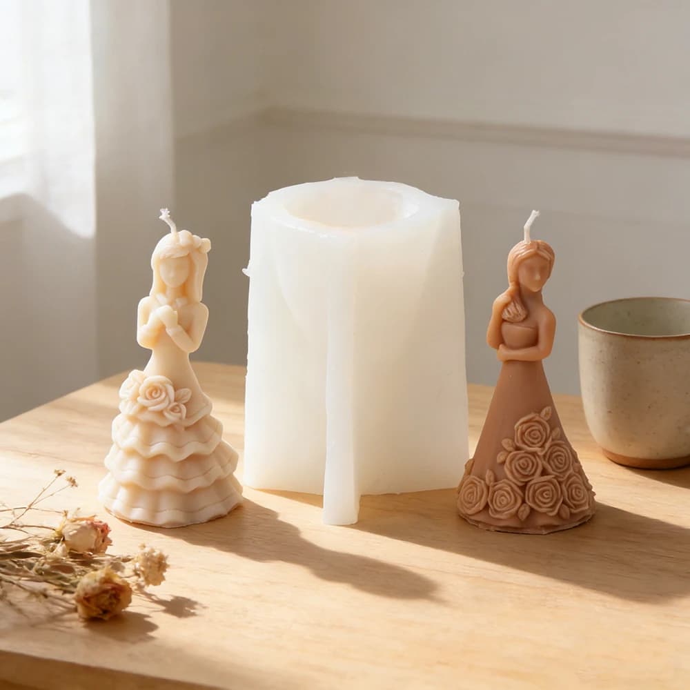 Stampo in Silicone 3D per Candele a Forma di Ragazza Elegante, Stampo in Resina per Principessa, per Candele Aromaterapiche Fai-da-Te, Sapone, Gesso, Decorazioni per la Casa e Creazioni Artigianali