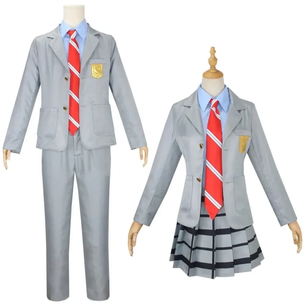 Anime Your Lie in April Miyazono Kaori Arima Kousei Cosplay Costume School JK Uniform for Boys Girls Carnival Party Dress Up Out