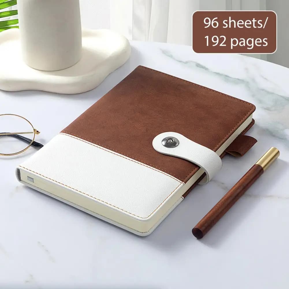 Thick 120gsm Paper Elegant Executive Notebook Heart Journal Set for Business Meetings Writing Faux Leather Cover 192
