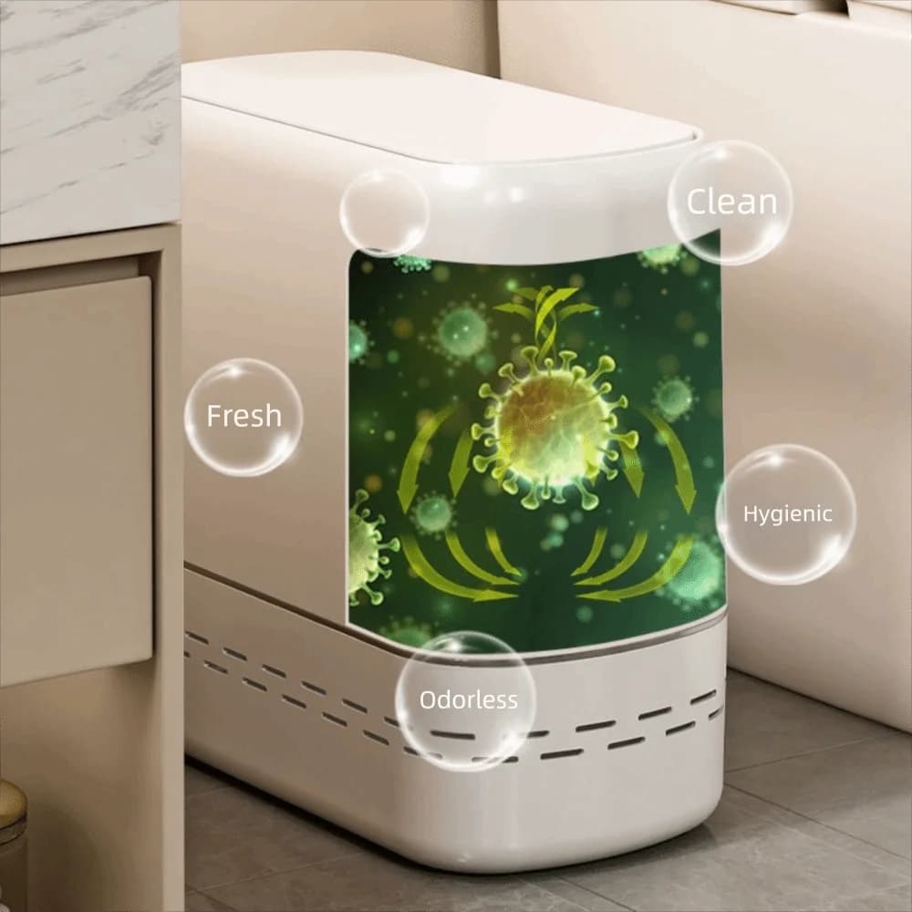 Secchio portaoggetti per pattumiera ispessita sigillata con coperchio Bidone impermeabile Cestino per rifiuti di lusso leggero Bidone della spazzatura da tavolo Soggiorno