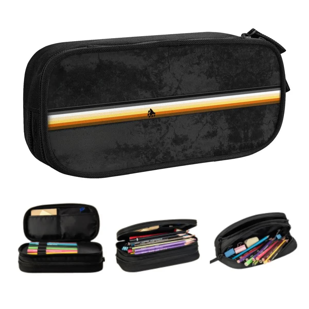 Custom striped cap with pride flag of aged gay bear for boys and girls, big pen case, school material