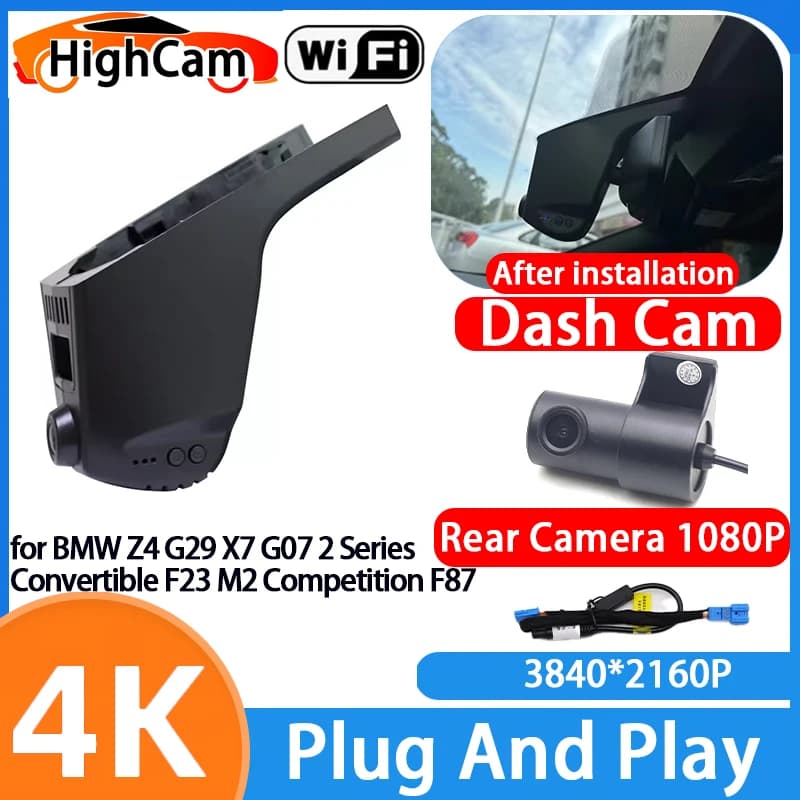 HighCam for BMW Z4 G29 X7 G07 2 Series Convertible F23 M2 Competition F87 4K Wifi DVR Video Recorder Dash Cam Front Rear Camera