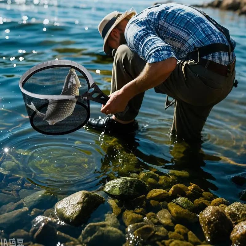 Guadino retrattile resistente per acquario pieghevole per rete da pesca all'aperto in flusso di montagna poco profondo letti da fiume