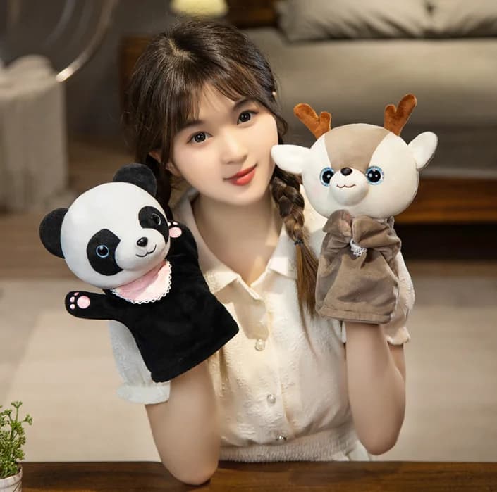 Animali di peluche ripieni Giocattoli Mano Dito Storia Burattino Bambole Kawaii Giocattoli educativi per bambini Gatto Shiba Inu Panda Cervo Regalo per bambini