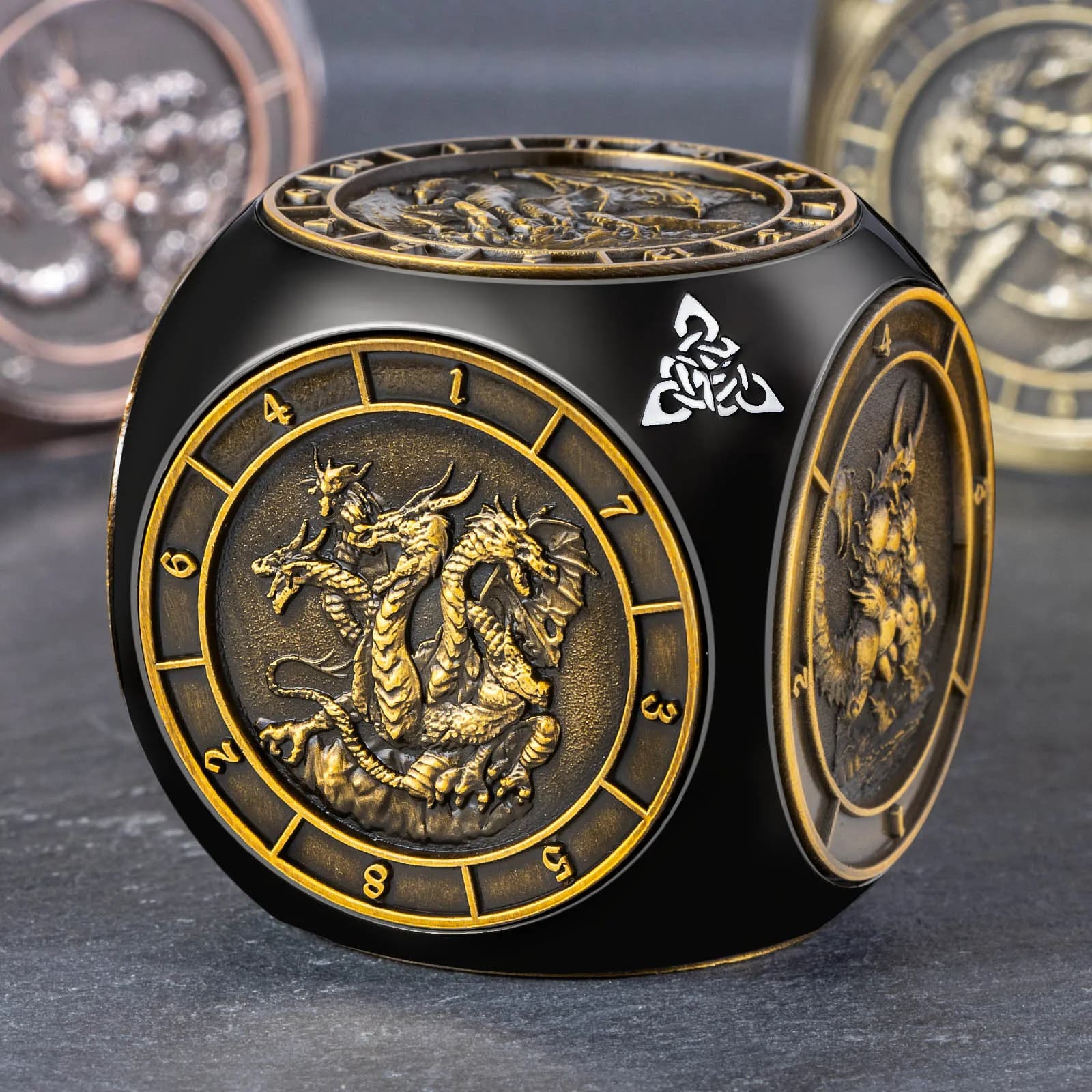 7 in 1 Spinner DND Metal Dice 3D Relief D&D Polyhedral Dice for RPG Role Playing Gaming Dungeon and Dragon