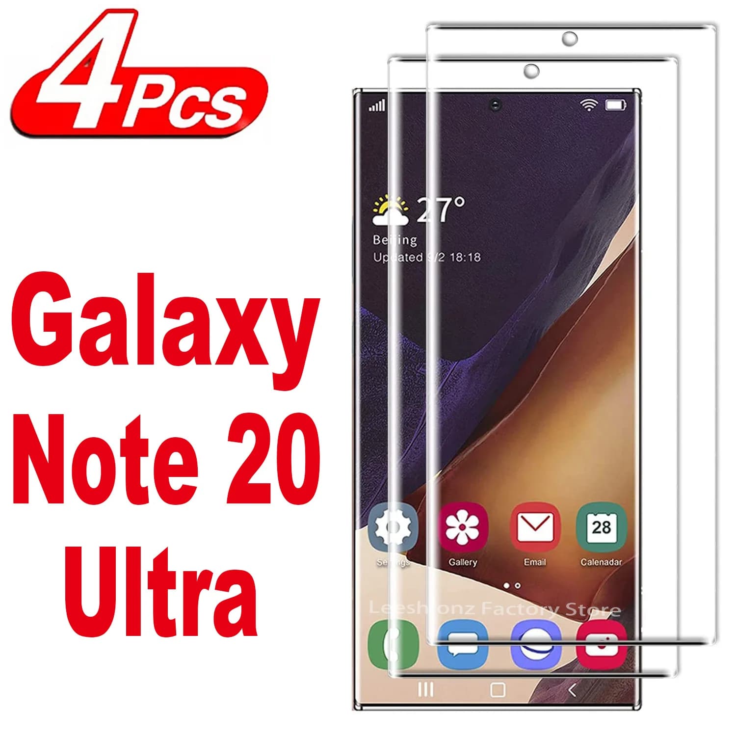 Proteggi schermo in vetro temperato curvo HD da 2/4 pezzi per Samsung Galaxy Note 20 Ultra 5G Colla su quattro lati