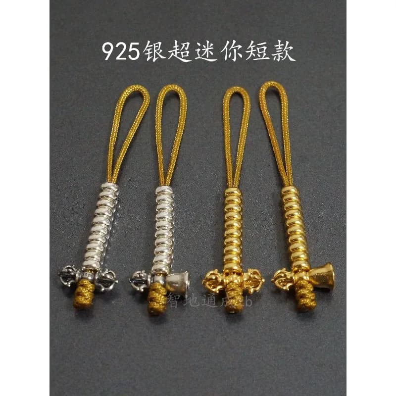 Traditional Ultra Miniature Sterling Silver Vajra Bell Dorje Handmade Tibetan Side Hanging Counter Charm for Mala Prayer Beads