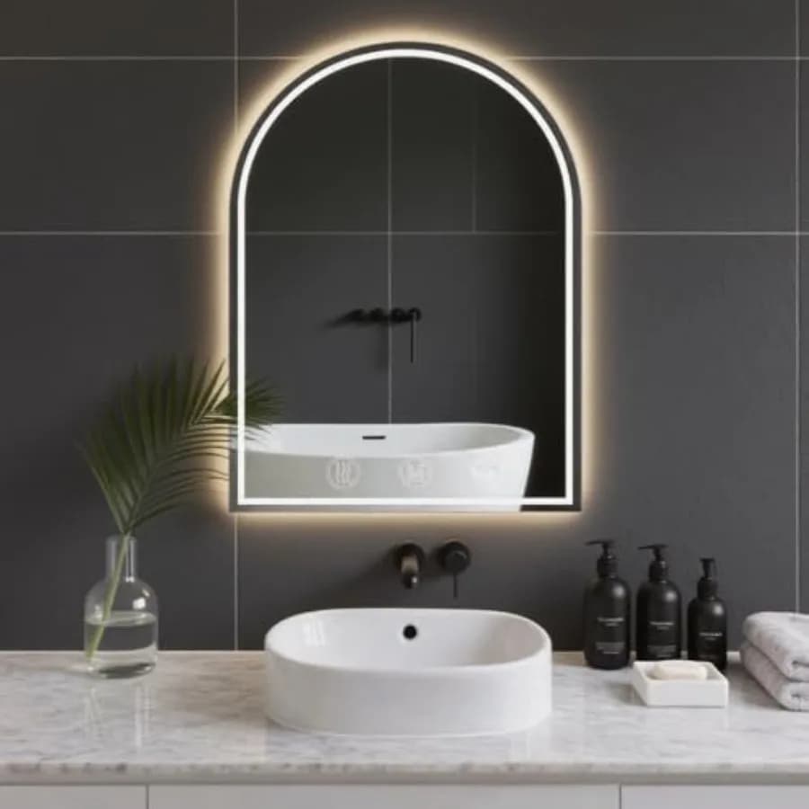 Specchio LED per Bagno 24x36, Specchio da Toilette a LED, Antiappannamento, Illuminazione a Tre Colori, Retroilluminato e Illuminato Frontalmente