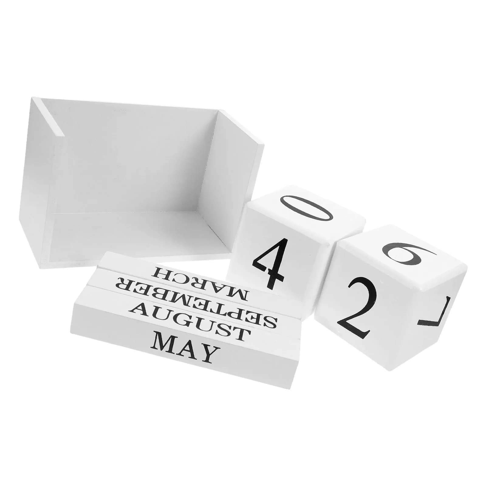European Style Wood Perpetual Calendar for Desk Date Month Adjustable Wooden Office Decor Desktop Block Calendar