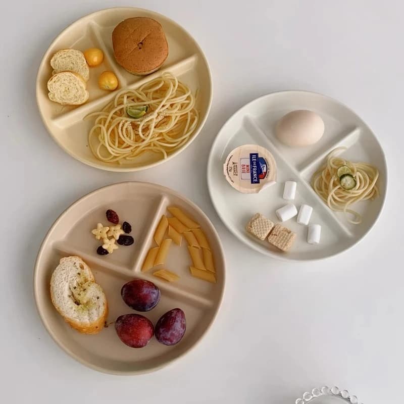 Divided plate 3 compartment plate 8.6 inch Reusable ecological material for portion control Weight loss Healthy eating