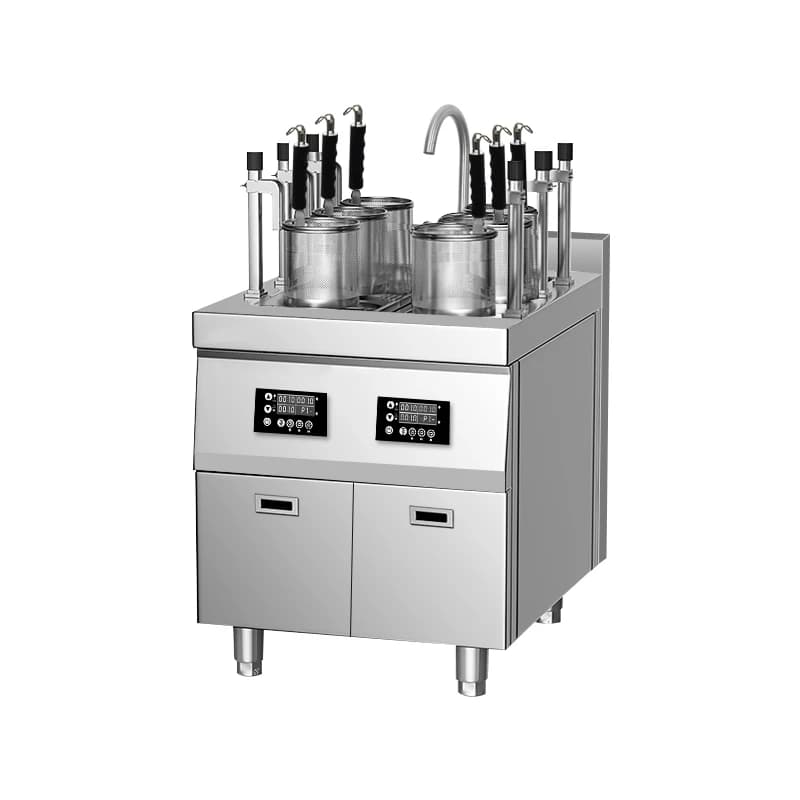 Macchina per cucinare noodle e pasta automatica elettrica commerciale con caldaia in acciaio inossidabile e opzioni fornello a gas