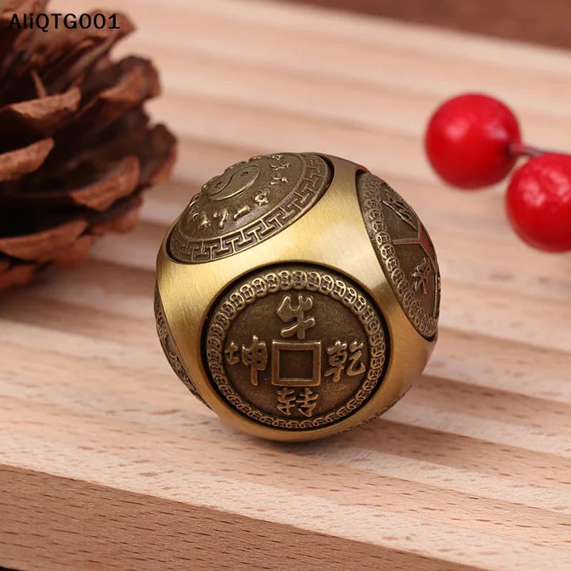 Cubo Fidget Spinner in ottone a sei facce - Quattro benedizioni, fortuna, denaro, design, palla di decompressione antistress, giocattolo per l'artigianato