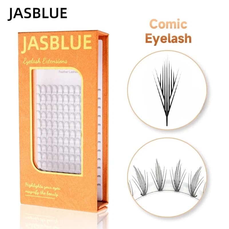 JASBLUE Ciglia finte comiche Estensioni ciglia Manga Ciglia guglia 0,07 mm Linee ciglia morbide 0,07 mm