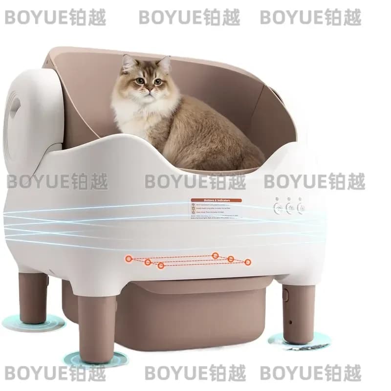 Automatic Self Cleaning Cat Litter Box with APP Control, Open Top Design, Anti-Pinch & Odor-Free, for Multiple Cats