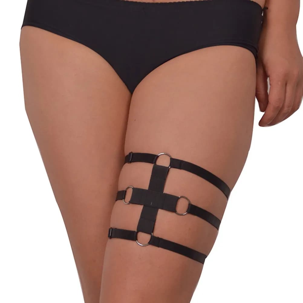 Punk Garter Belt Three Row Adjustable Leg Suspender Belt Leg for Party Cosplay Halloween