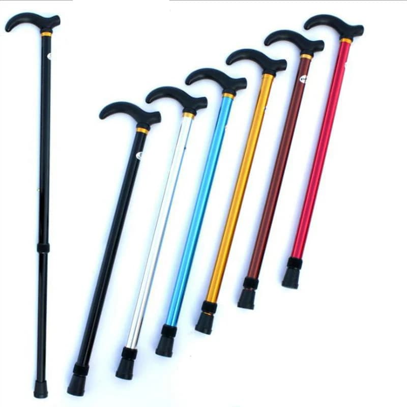 Adjustable Walking Stick 2 Section Anti Skid Stable Crutch for Elderly Hiking and Mobility Aid