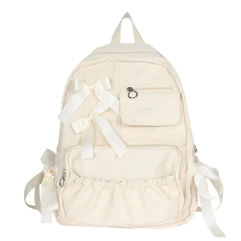 Zaino in Tela con Fiocco, Grande Capacità, Stile Universitario, Borsa Scolastica per Studenti, Borsa Harajuku, Borsa a Tracolla in Tela per Viaggi