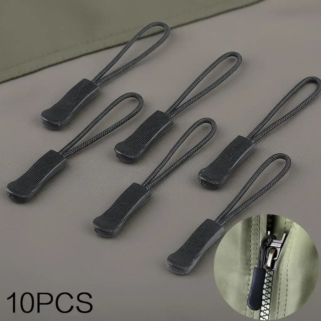10pcs Durable Black PVC Plastic Zipper Puller Replacement Universal Zipper Pull Tab Suitable for Bags Backpacks Clothes Suitcases Jackets Pants Purses and DIY Sewing Craft Projects zippers for sewing zip up zipper pull diy zippers zip