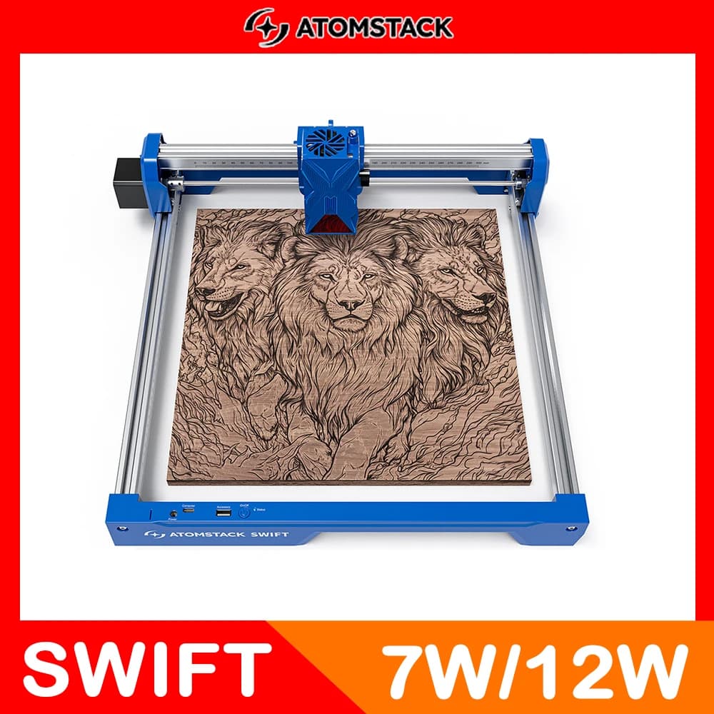 ATOMSTACK Swift 7W Portable Laser Engraver Laser Engraving Machine DIY Laser Engraving Engraving Logo Painted Wood Acrylic Glass Leather