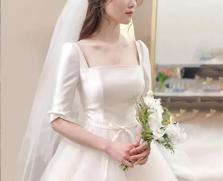 Customized Wedding Dress New Bride Plus Size Half Sleeve Wedding Dresses Lace Up Ball Gowns Vestidos De Novia