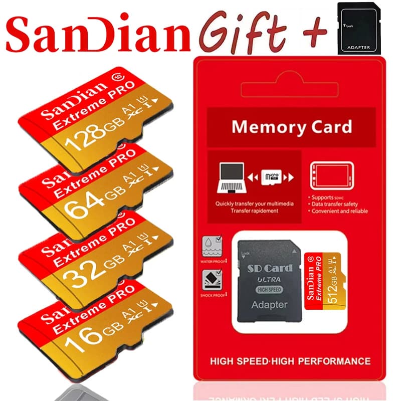 Memory Card Micro TF SD Card TF Cards SD Cards 64GB 128GB 32GB 256GB Waterproof X-Ray Proof A2 for Laptop Surveillance