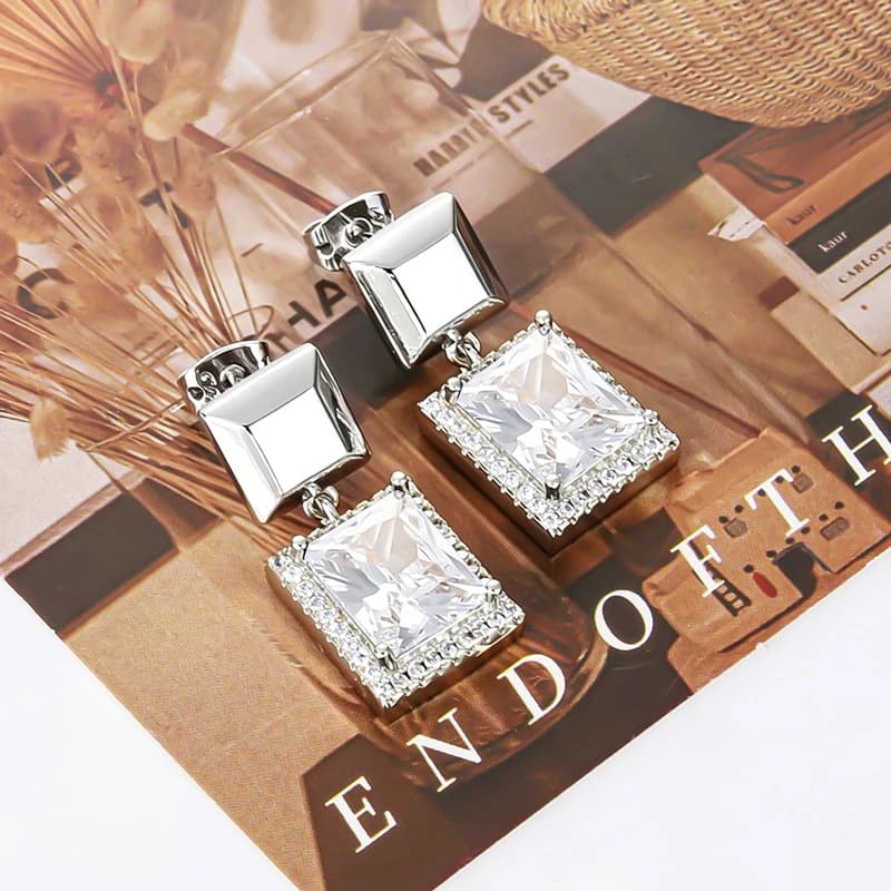 Celestinova Gold-plated Rectangular Stud Earrings Fashionable Women's Jewelry Geometric Element Earrings Accessory Gift Earrings