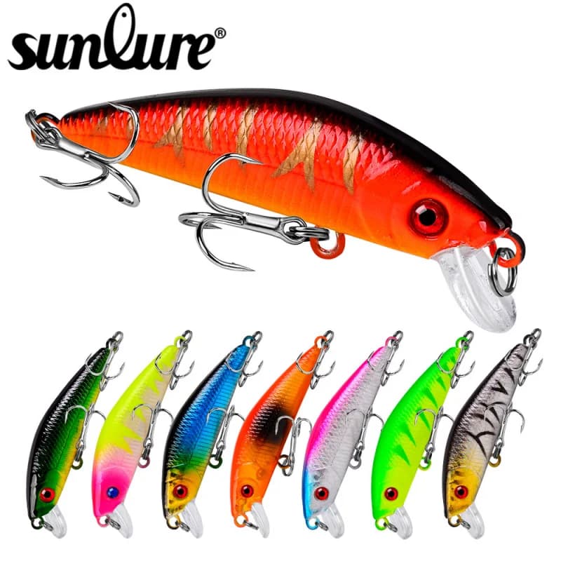 Set di 8 Esche Sommergibili da 7cm, 7.9G, per Pesca d'Acqua Dolce, Esche Artificiali in Plastica Dura per Bass, Accessori da Pesca