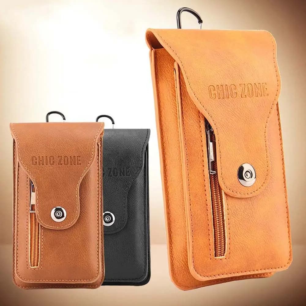 Travel Men's Waist Bag with Hook Clasp, Cellular Door, Running Bag, Outdoor Wallet, Belt Waist
